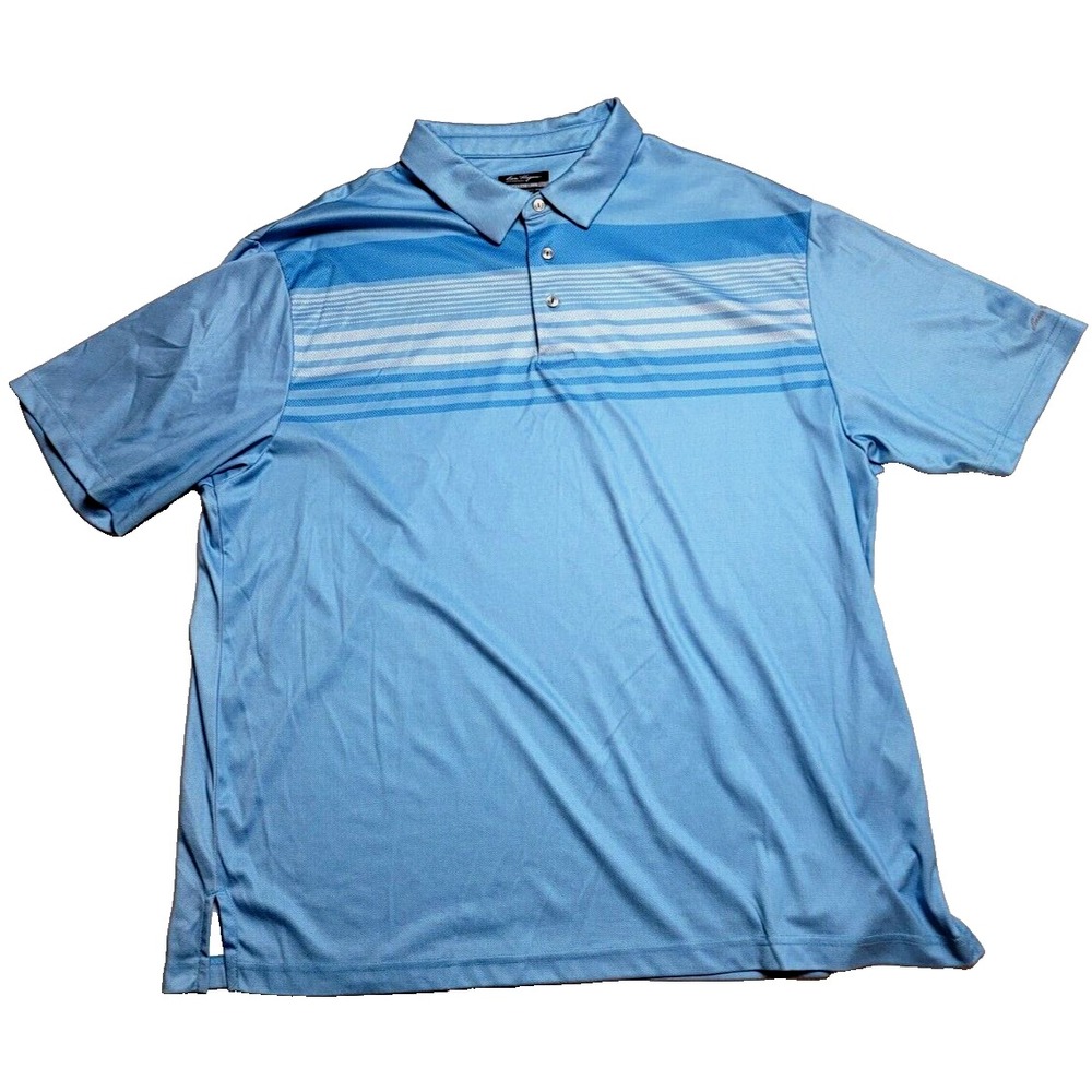 BEN HOGAN PERFORMANCE POLO SHIRT ADULT LIGHT BLUE STRIPED GOLFER GOLF‎ MENS 2XL